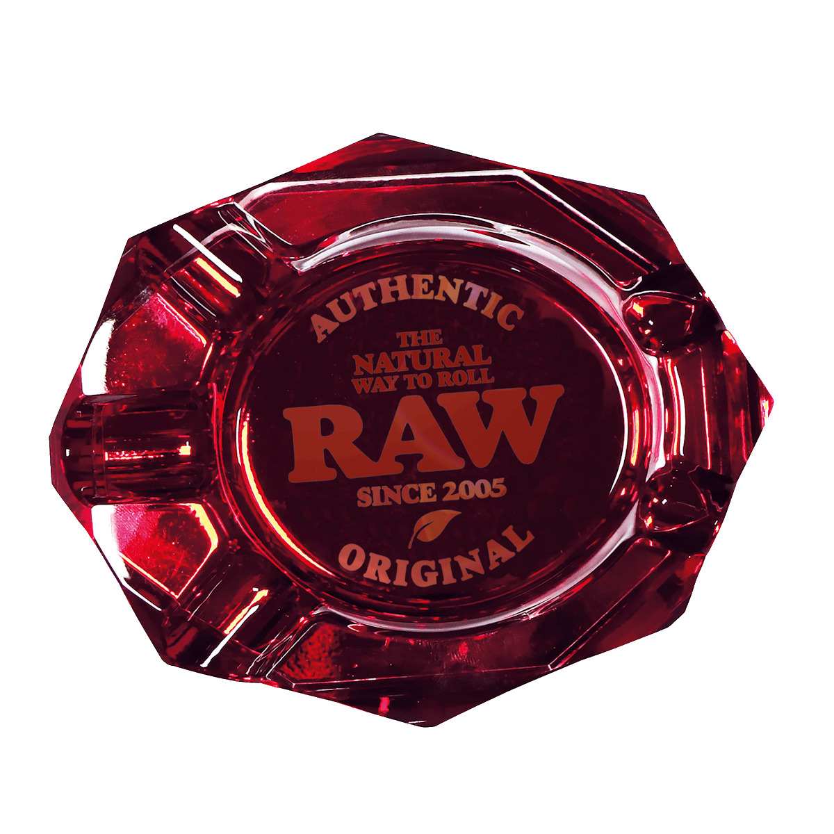 Raw Glass Ashtray Ruby with Giftbox - Afbeelding 2