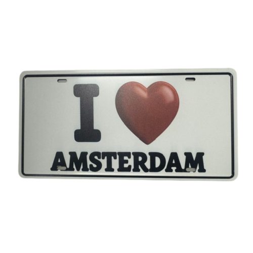 License Plate 52 I love Amsterdam White