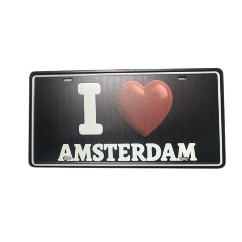 License Plate 51  I Love Amsterdam Black